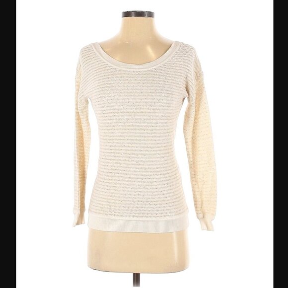 Sandro Sweater S Thin Knit Scoop Neck Sequins Stripe - Picture 1 of 10